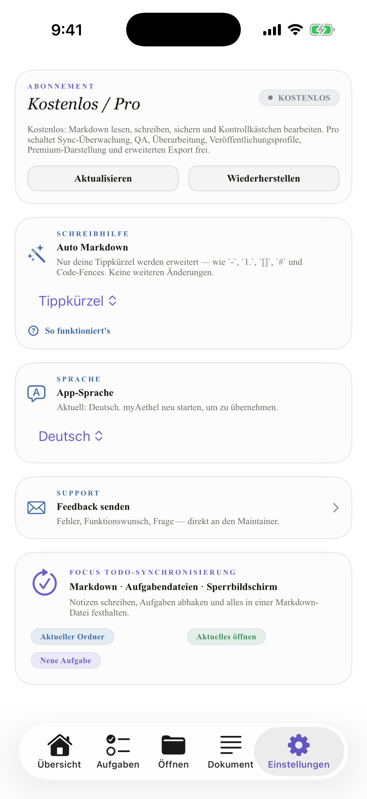 Deutsch iPhone settings