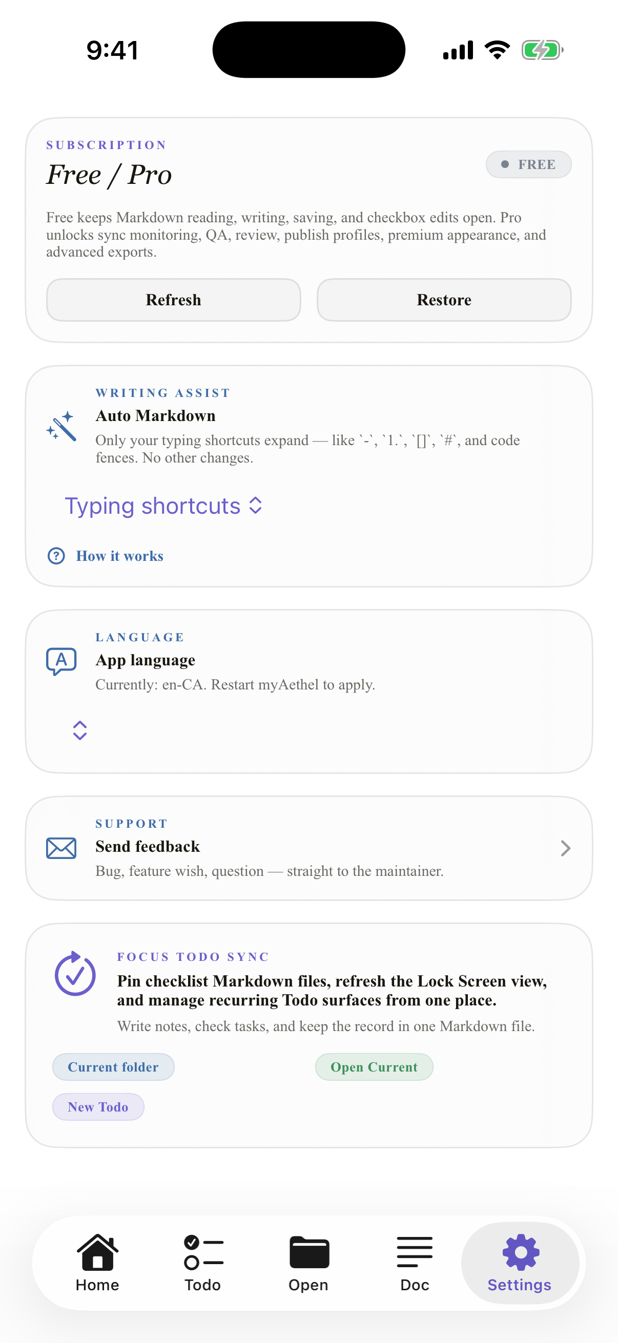 English (Canada) iPhone settings