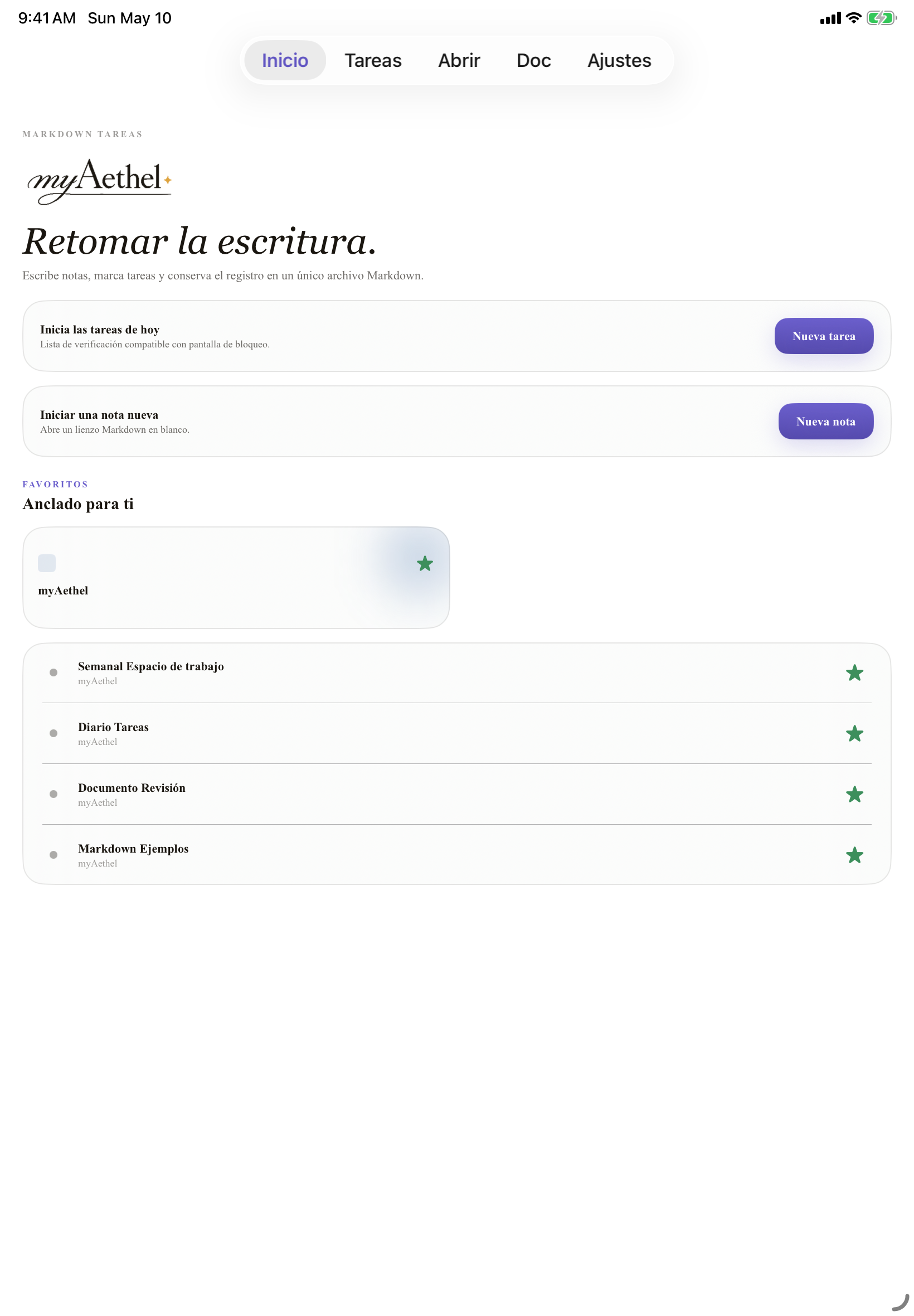 Español (España) iPad home