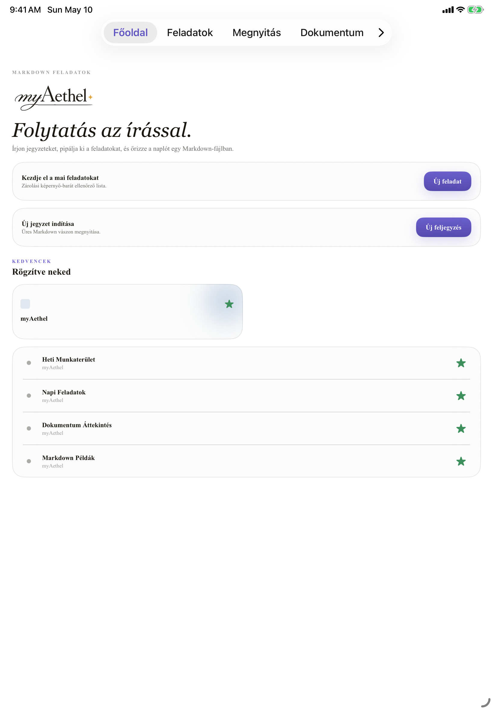 Magyar iPad home