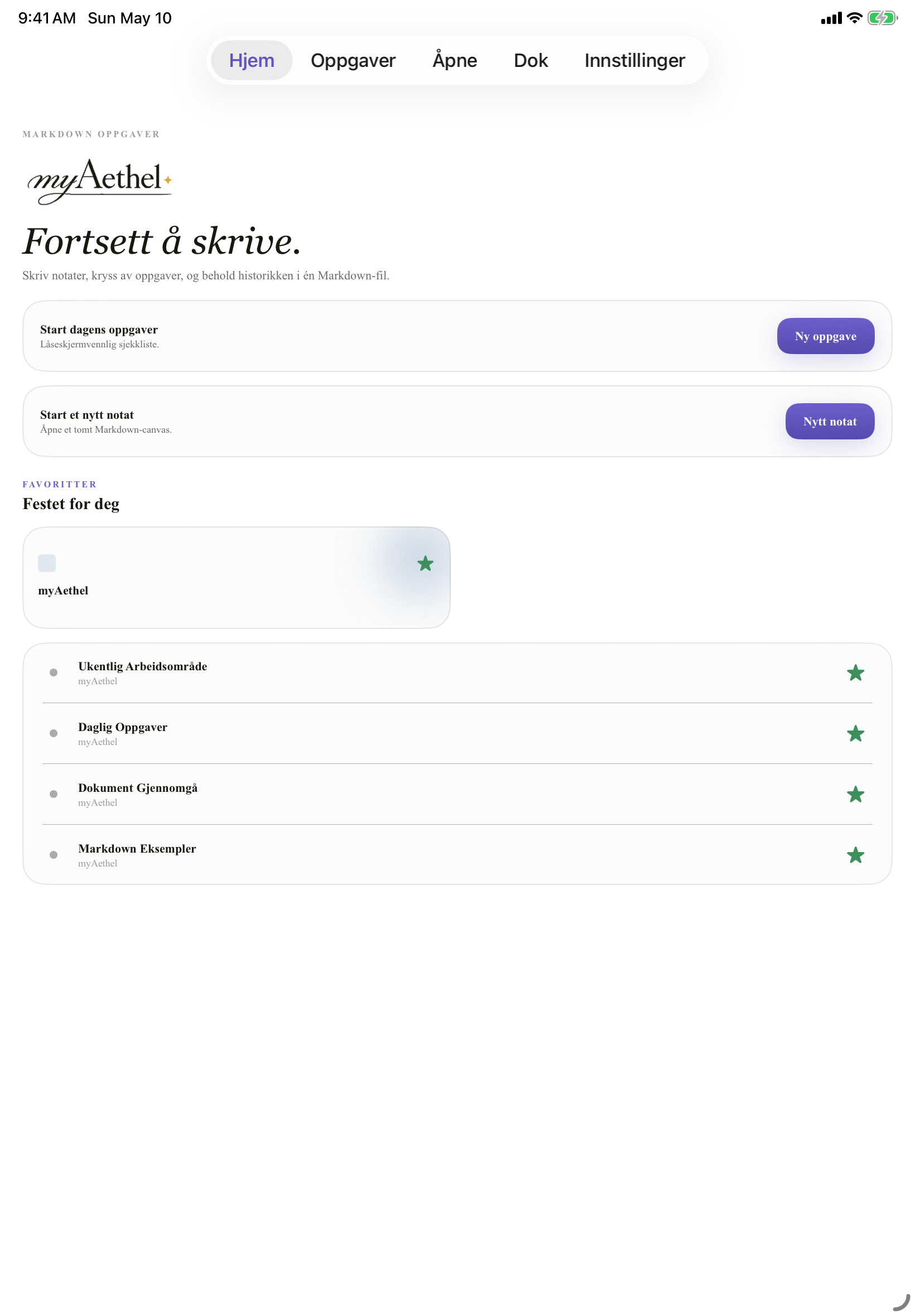 Norsk bokmål iPad home