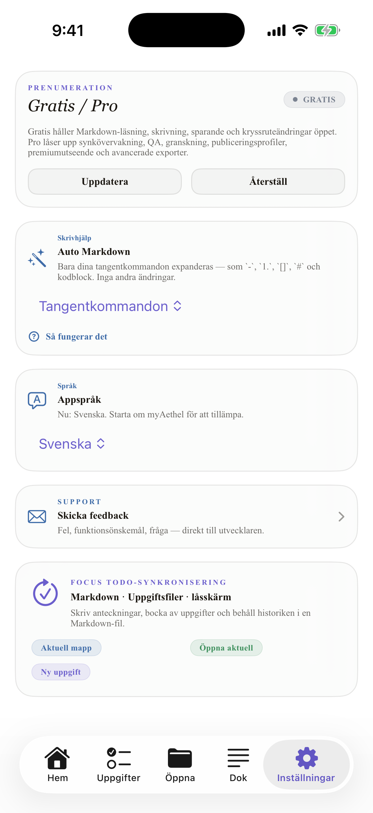 Svenska iPhone settings