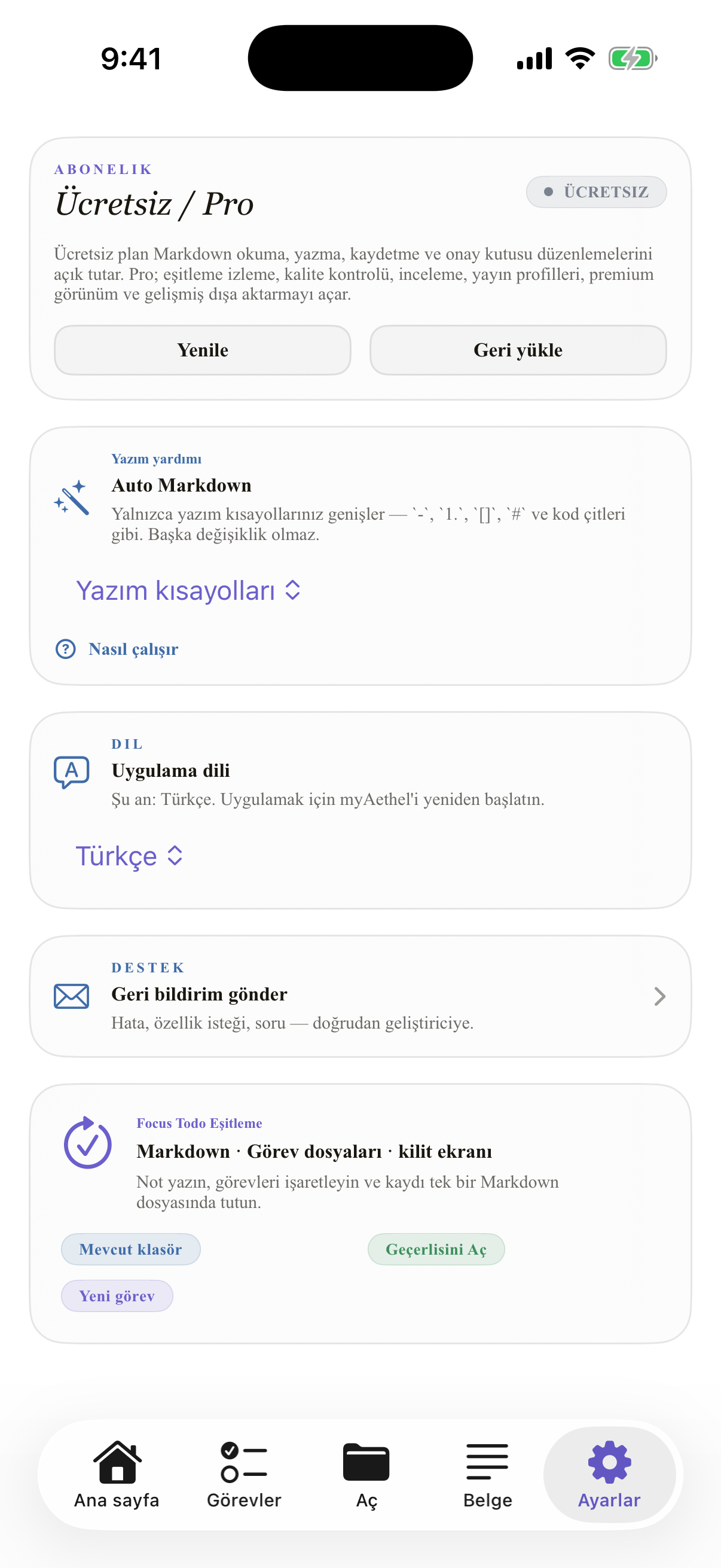 Türkçe iPhone settings